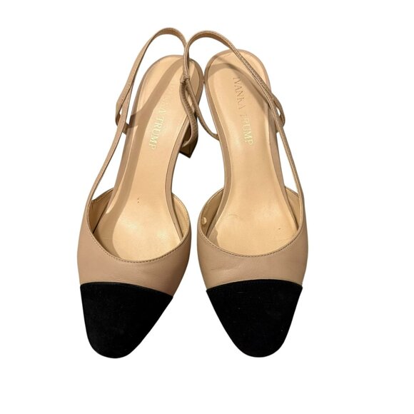 Ivanka Trump Shoes - Womens Ivanka Trump Liah Slingback D'Orsay Heels, Beige Cap Toe 7.5 3" heel
